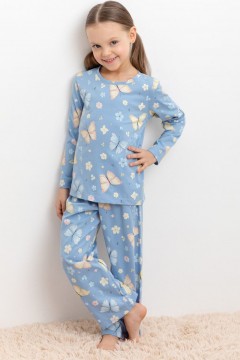 Милая пижама для девочки К 1622/небесный,бабочки пижама Crockid