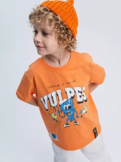 Необычная футболка оранжевого цвета с принтом для мальчика 10604/6SS24 Vulpes Familiy(фото3)