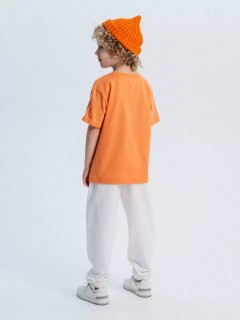Необычная футболка оранжевого цвета с принтом для мальчика 10604/6SS24 Vulpes Familiy(фото4)