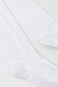 Удобные колготки белого цвета с принтом для девочки К 9288/белый колготки Crockid(фото2)