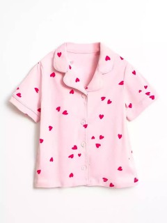 Стильная пижама в розовом цвете с сердечками для девочки Vulpes 1028SS24 Familiy(фото2)