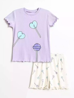 Удобная пижама фиолетово цвета с принтом для девочки  Vulpes 1015/1SS24 Familiy