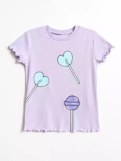 Удобная пижама фиолетово цвета с принтом для девочки  Vulpes 1015/1SS24 Familiy(фото2)
