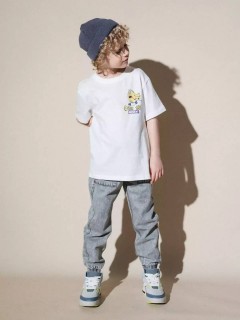 Стильная белая футболка с принтом для мальчика 10604SS24 Vulpes Familiy(фото2)
