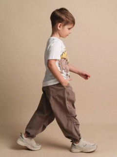 Удобная бежевая футболка с динозаврами для мальчика 4070SS24 Vulpes Familiy(фото2)