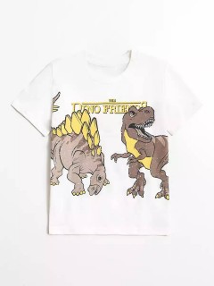 Удобная бежевая футболка с динозаврами для мальчика 4070SS24 Vulpes Familiy(фото4)