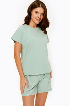 Светло-зелёная пижама с шортами в сердечко 0120298982 Sensera