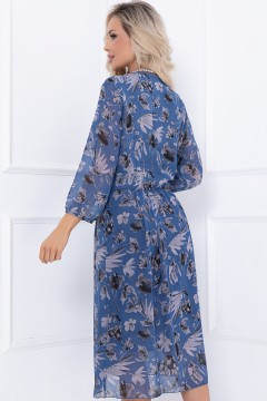 Синее шифоновое платья с цветочным принтом Bellovera(фото4)