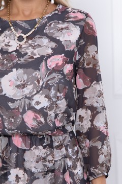 Серое шифоновое платья с цветочным принтом Bellovera(фото3)