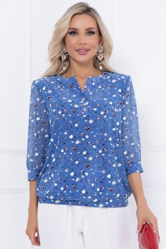 Синяя летняя блуза с цветочным принтом Bellovera