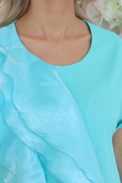 Длинное льняное голубое платье с карманами Wisell(фото3)