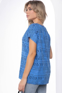Синяя блузка из штапеля Lady Taiga(фото3)