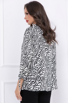 Бело-чёрная блуза с принтом зебра Bellovera(фото4)