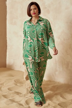 Зелёный летний костюм с брюками Aquarel(фото3)