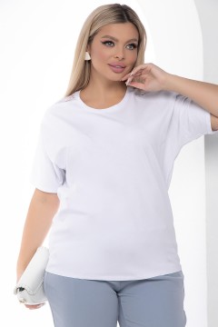 Белая блузка со вставками из гипюра и декоративной молнией Lady Taiga