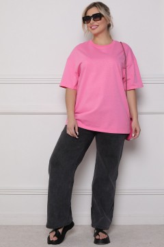 Розовая трикотажная футболка со стразами Agata(фото2)