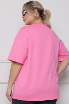 Розовая трикотажная футболка со стразами Agata(фото3)