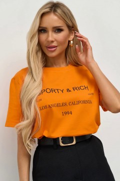Трикотажная оранжевая футболка с принтом Jetty