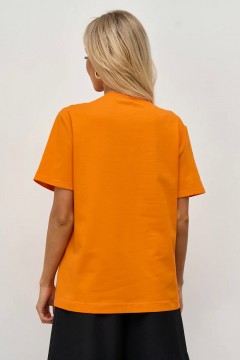 Трикотажная оранжевая футболка с принтом Jetty(фото3)