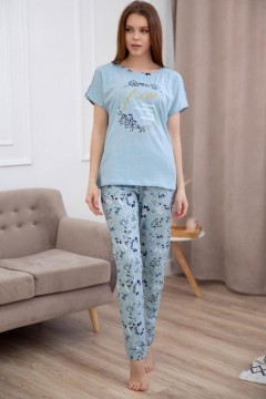 Голубая трикотажная пижама с брюками 7620 Lika Dress