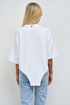 Белая футболка с оригинальным асимметричным низом Jetty(фото3)