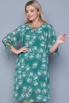 Зелёное шифоновое платье с цветочным принтом Agata