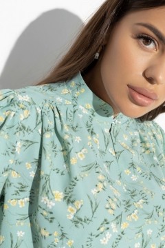 Блузка зелёного цвета с цветочным принтом Charutti(фото3)
