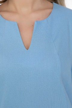 Платье льняное голубого цвета с карманами Lady Taiga(фото3)