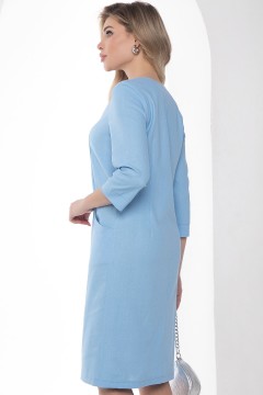 Платье льняное голубого цвета с карманами Lady Taiga(фото4)