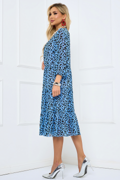 Платье шифоновое синее с леопардовым принтом Bellovera(фото4)