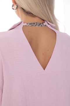 Рубашка розовая с V-разрезом по спинке и декоративной цепочкой Lady Taiga(фото2)