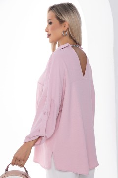 Рубашка розовая с V-разрезом по спинке и декоративной цепочкой Lady Taiga(фото3)