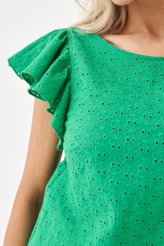 Блуза зелёная с рукавами-воланами Lona(фото3)