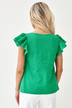Блуза зелёная с рукавами-воланами Lona(фото4)