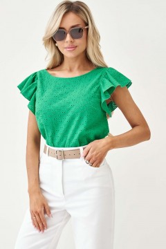 Блуза зелёная с рукавами-воланами Lona