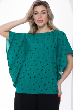 Блузка зелёная с тканевым поясом Lady Taiga