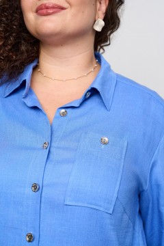 Блузка из хлопка голубого цвета Intikoma(фото3)
