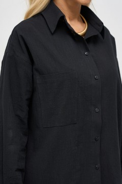 Рубашка чёрная хлопковая с накладным карманом Jetty(фото4)