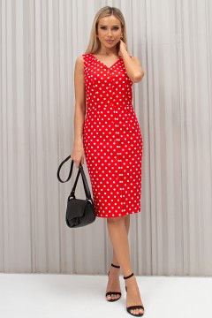 Платье-футляр красное в горошек Лорен №5 Valentina(фото2)