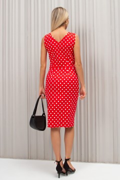 Платье-футляр красное в горошек Лорен №5 Valentina(фото3)