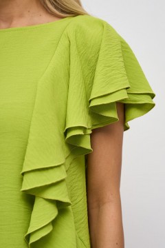 Блузка прямая салатового цвета с воланами Jetty(фото4)