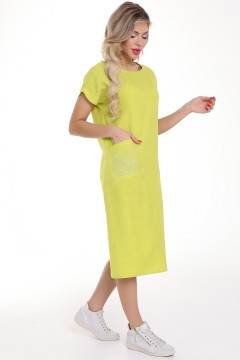 Платье прямое цвета лайм с карманом Diolche(фото3)