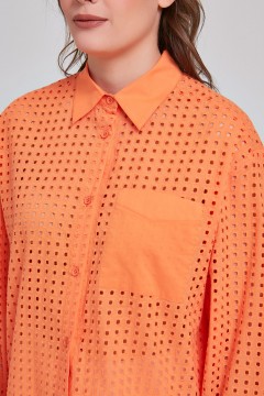 Рубашка укороченная оранжевая из шитья Priz(фото3)