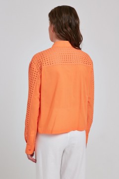 Рубашка укороченная оранжевая из шитья Priz(фото5)