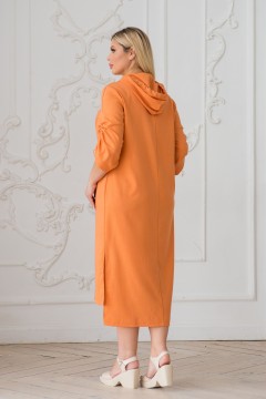 Платье оранжевое с капюшоном в стиле спорт-шик Novita(фото4)