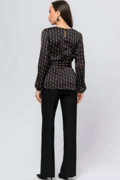 Блуза удлинённая с поясом чёрного цвета 1001 dress(фото3)