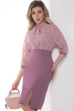 Платье-футляр комбинированное розовое  Lady Taiga