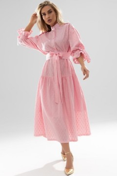 Платье розовое из шитья с поясом Charutti