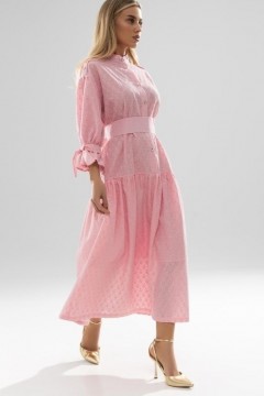 Платье розовое из шитья с поясом Charutti(фото4)