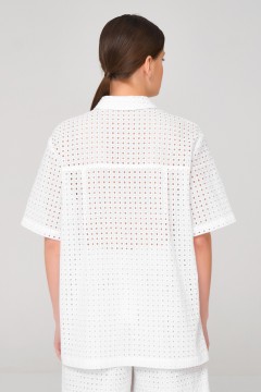 Рубашка из шитья белая с накладными карманами Priz(фото4)